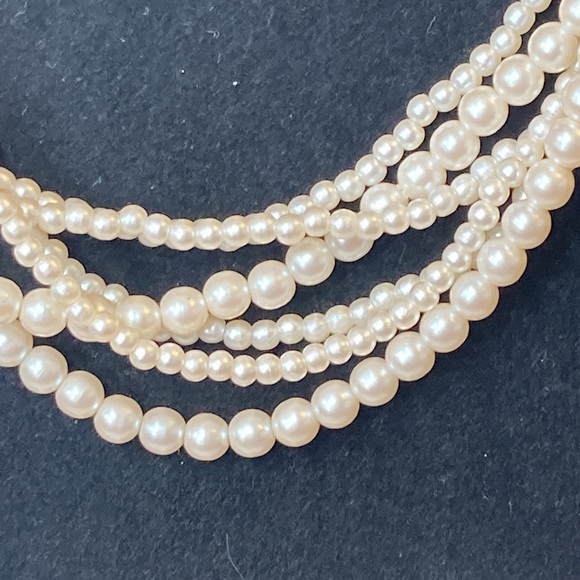 18" Multi Strand Small Beaded Faux Pearl Necklace - Picture 2 of 10